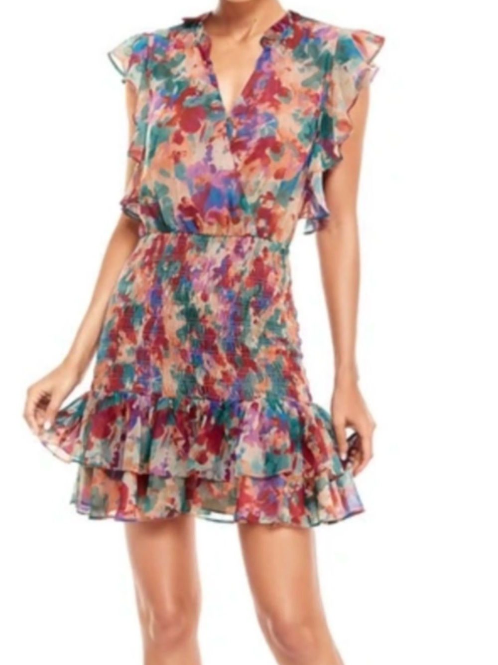 Socialite Multicolor Floral Smocked Mini Dress